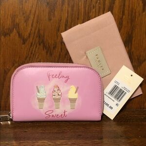 NWT-Radley London-Feeling Sweet-Ice Cream🍦Print-Med Zip Wallet-Sugar Pink-$105
